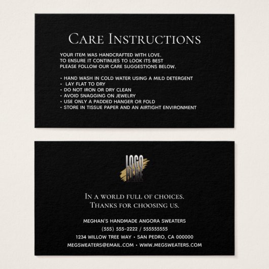 Moderne wasverzorgingsinformatie visitekaartje (Voorkant /achterkant)