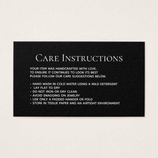 Moderne wasverzorgingsinformatie visitekaartje (Voorkant)