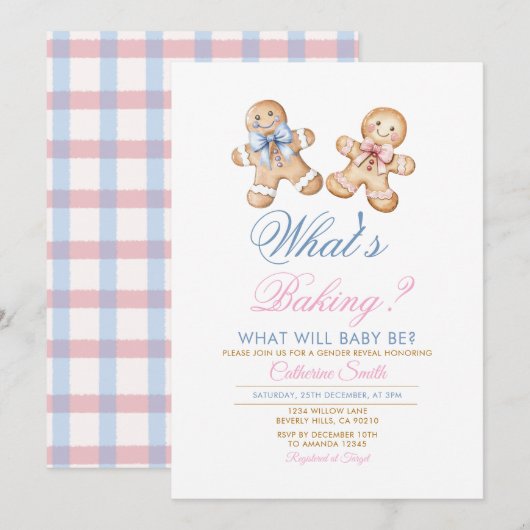 Moderne Wat Bakken We Gemberkoek Geslacht Onthulli Kaart (Voorkant / Achterkant)