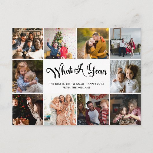 Moderne wat een jaar fotocollage briefkaart (Voorkant)