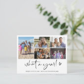 Moderne wat een jaar fotocollage feestdagenkaart (Staand voorkant)