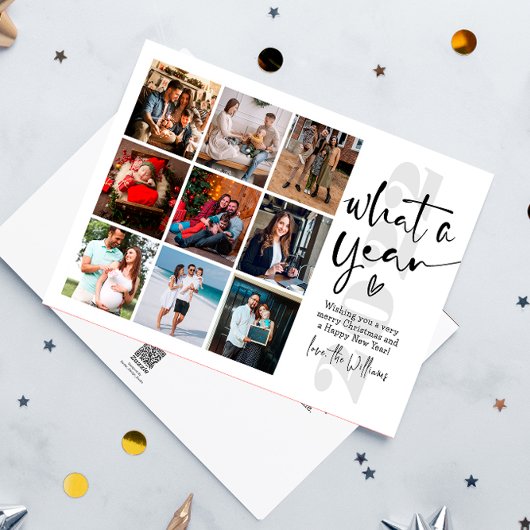 Moderne wat een jaar fotocollage feestdagenkaart