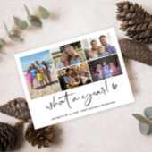 Moderne wat een jaar fotocollage feestdagenkaart
