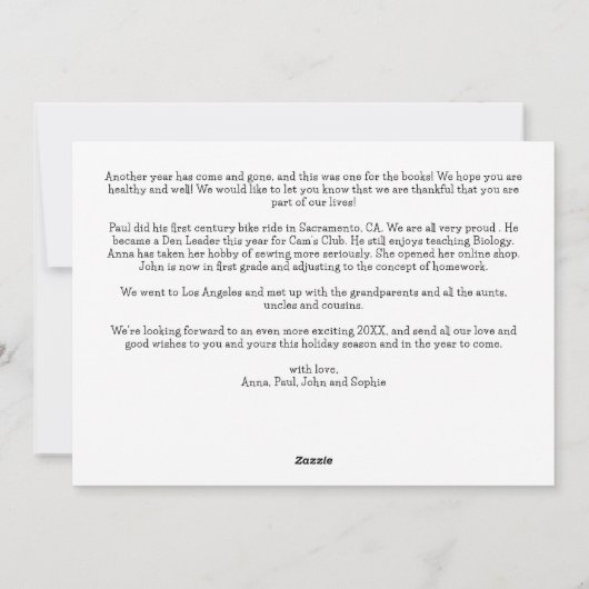 Moderne wat een jaar fotocollage feestdagenkaart (Achterkant)