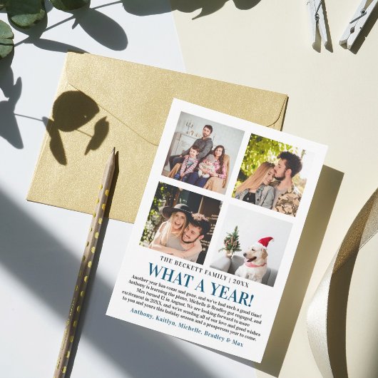 Moderne wat een jaar in Review 4 Foto Collage Feestdagenkaart