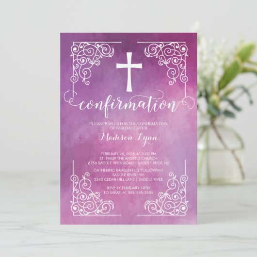 Moderne Watercoler Cross bevestiging uitnodiging (Staand voorkant)