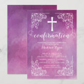 Moderne Watercoler Cross bevestiging uitnodiging (Voorkant / Achterkant)