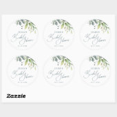 Moderne Watercolor Bloemen Bruidsdouche Ronde Sticker (Vel)
