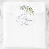 Moderne Watercolor Bloemen Bruidsdouche Ronde Sticker (Tas)