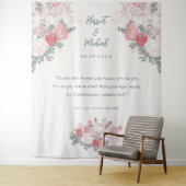 Moderne Watercolor Bloemen Bruiloft Achtergrond Sp Wandkleed (In situ)