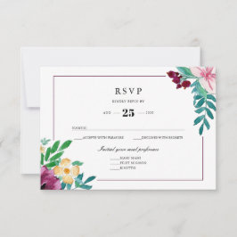 Moderne Watercolor Bloemen Bruiloft RSVP