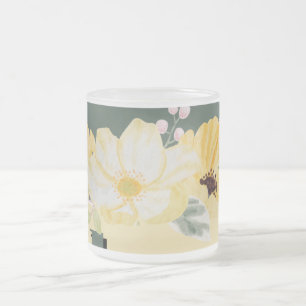 Moderne watercolor bloemen & groene achtergrond matglas koffiemok