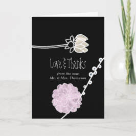 Moderne watercolor bloemen trouwfoto bedankkaart