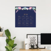 Moderne Watercolor Bloemendecor 2018 Agenda Poster (Thuiskantoor)