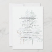 Moderne Watercolor Bosbomen & Herten Bruiloft Kaart (Voorkant)