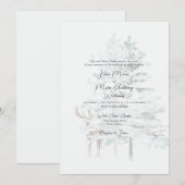 Moderne Watercolor Bosbomen & Herten Bruiloft Kaart (Voorkant / Achterkant)