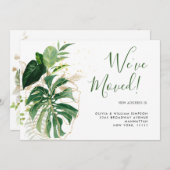 Moderne Watercolor Jungle Tropisch Groen Verhuizin Aankondiging (Voorkant / Achterkant)