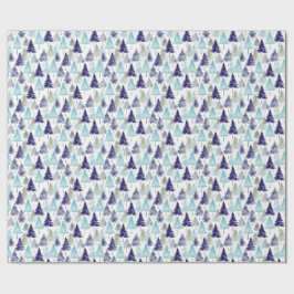 Moderne watercolor Kerstbomen Geblauwde Patroon Cadeaupapier