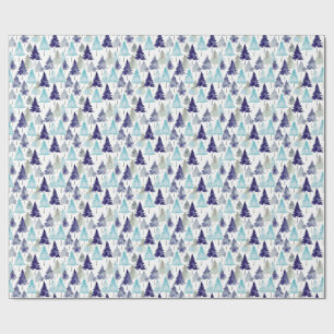 Moderne watercolor Kerstbomen Geblauwde Patroon Cadeaupapier