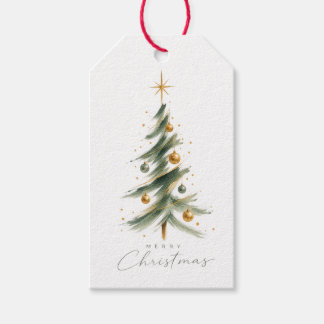 Moderne Watercolor Kerstboom Cadeaubijslage Cadeaulabel
