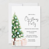 Moderne Watercolor Kerstboom Feest Uitnodiging (Voorkant)