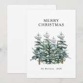 Moderne Watercolor Kerstboom Niet-Foto Feestdagenkaart (Voorkant / Achterkant)