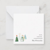 Moderne Watercolor Kerstboom Vierkant Kerstfeest Notitiekaartje (Voorkant)