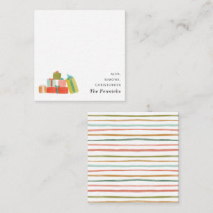 Moderne Watercolor Kerstcadeaus Vierkant Vakanties Notitiekaartje