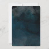 Moderne Watercolor Moody Blue Chic Bruiloft Kaart (Achterkant)