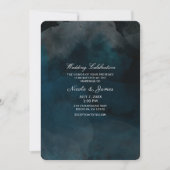 Moderne Watercolor Moody Blue Chic Bruiloft Kaart (Voorkant)