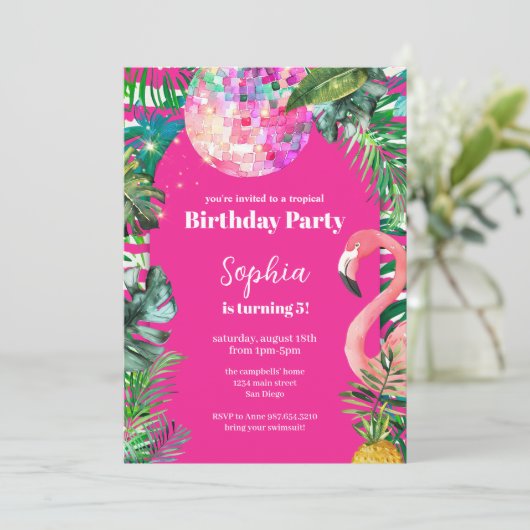 Moderne Watercolor Pool Party Kaart (Staand voorkant)