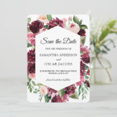 Moderne watercolor rode bloemenframe  save the date (Staand voorkant)