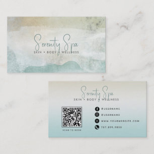 Moderne Watercolor Spa QR Code Visitekaartje