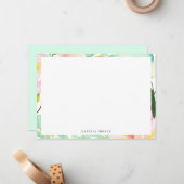 Moderne Watercolor Zomer Bloemen Frame Notitiekaartje (Voorkant / Achterkant in situ)