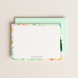 Moderne Watercolor Zomer Bloemen Frame Notitiekaartje