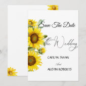 Moderne Watercolor Zonnebloem Save The Date (Voorkant / Achterkant)