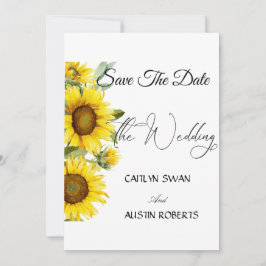 Moderne Watercolor Zonnebloem Save The Date