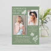 Moderne waterkers vlinder foto afstudeerfeest kaart (Staand voorkant)