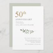 Moderne Waterkleur Groene Goud 50ste Verjaardag Kaart (Voorkant / Achterkant)