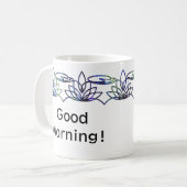 Moderne waterlelies gepersonaliseerde mok (Voorkant links)