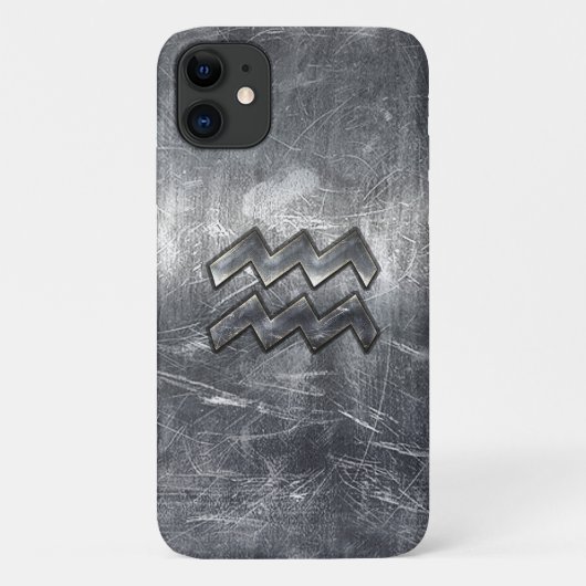 Moderne Waterman Zodiac Distress Silver Steel Case-Mate iPhone Case (Achterkant)