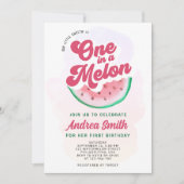 Moderne watermeloen één in een meloen eerste dag kaart (Voorkant)