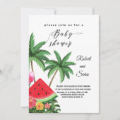 Moderne watermeloen palmboom Tuin baby shower Kaart (Voorkant)