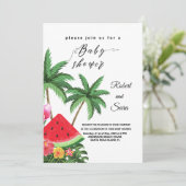 Moderne watermeloen palmboom Tuin baby shower Kaart (Staand voorkant)