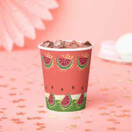 Moderne Watermeloen Splash Baby Shower Papieren Bekers