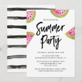 Moderne Watermeloen Summer Party Uitnodiging (Voorkant / Achterkant)