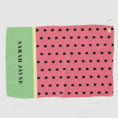 Moderne Watermeloen Zaden Patroon Roze en Groen Golfhanddoek (Horizontaal)