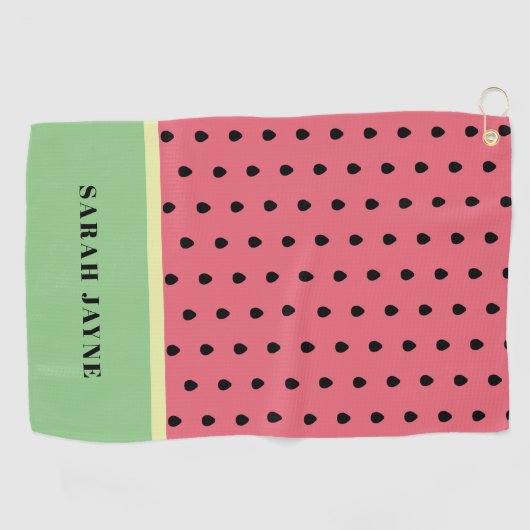 Moderne Watermeloen Zaden Patroon Roze en Groen Golfhanddoek (Horizontaal)