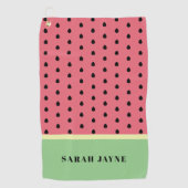 Moderne Watermeloen Zaden Patroon Roze en Groen Golfhanddoek (Voorkant)