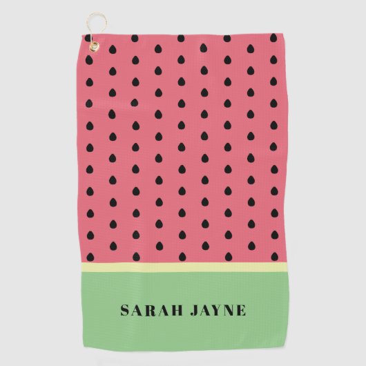 Moderne Watermeloen Zaden Patroon Roze en Groen Golfhanddoek (Voorkant)